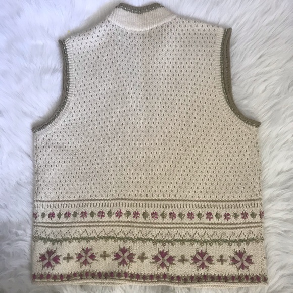 Woolrich Full Zip Cream Snowflake Sweater Vest XL - Picture 2 of 6